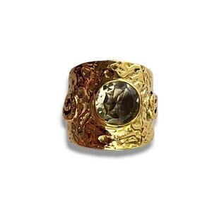 Designer Karizia KA1772 Italy Statement Ring gold plate smokey quartz size 9